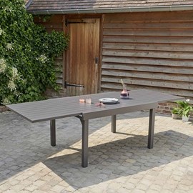 Table de jardin aluminium gris 6&nbsp;10 p