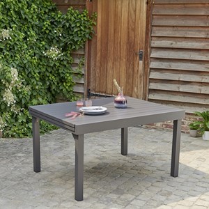 Table de jardin aluminium gris 6&nbsp;10 p