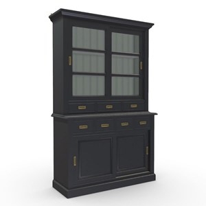 Buffet 2 portes vitrées mdf noir - rhode