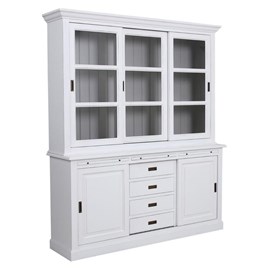 Buffet 3 portes vitrées mdf blanc -