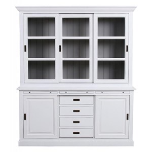 Buffet 3 portes vitrées mdf blanc -