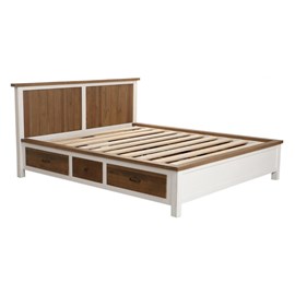 Lit à tiroirs bois-mdf blanc - rivages