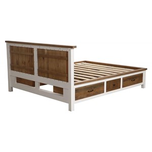 Lit à tiroirs bois-mdf blanc - rivages