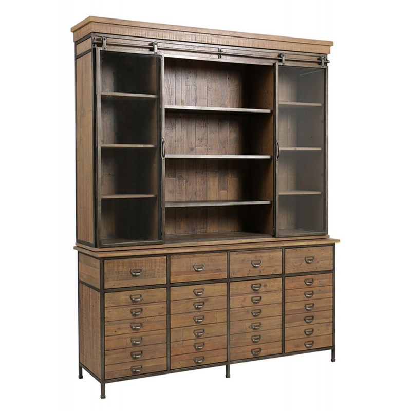 Buffet vitré bois marron - manufacture
