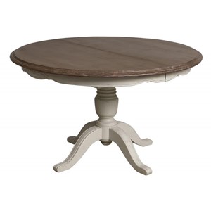 Table ronde extensible pied central bois