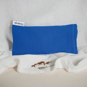 Coussin yeux lin lavande - bleu roi