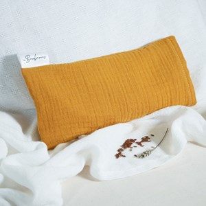 Coussin yeux lin lavande - ocre