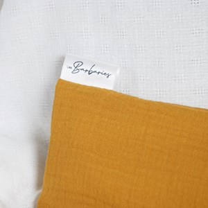 Coussin yeux lin lavande - ocre