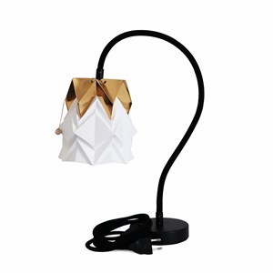 Lampe de table kikyo avec pied flexible et petit abat-jour en papier