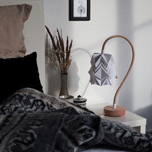 Lampe de table kikyo avec pied flexible et petit abat-jour en papier