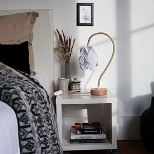 Lampe de table kikyo avec pied flexible et petit abat-jour en papier