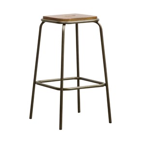 Tabouret de bar écolier bronze et bois