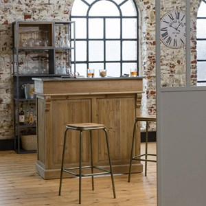 Tabouret de bar écolier bronze et bois