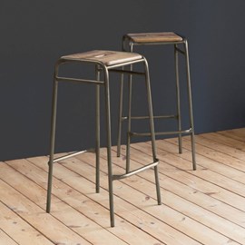 Tabouret de bar écolier bois et métal