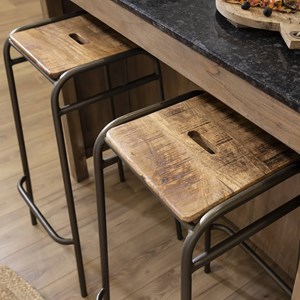 Tabouret de bar écolier bois et métal