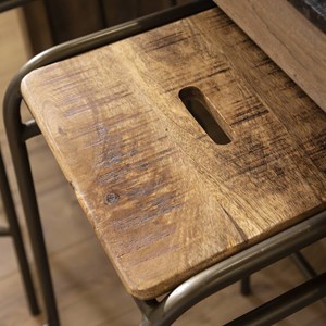 Tabouret de bar écolier bois et métal