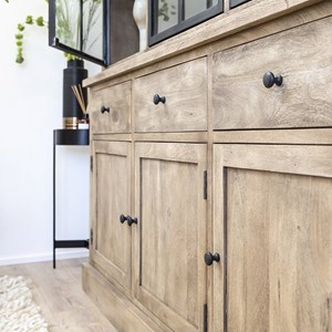 Vaisselier en bois de manguier et métal