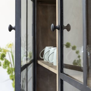 Vaisselier en bois de manguier et métal