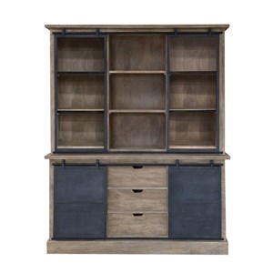 Vaisselier en bois brossé et métal gris