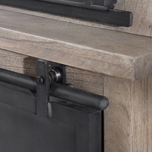 Vaisselier en bois brossé et métal gris