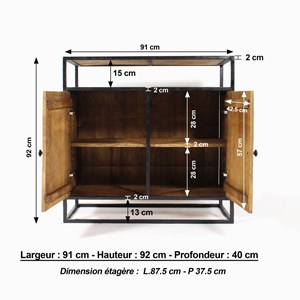 Petit buffet en métal et bois massif