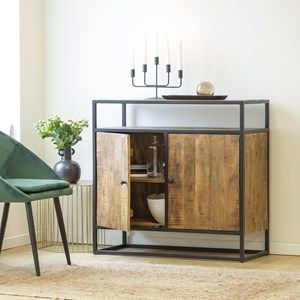 Petit buffet en métal et bois massif