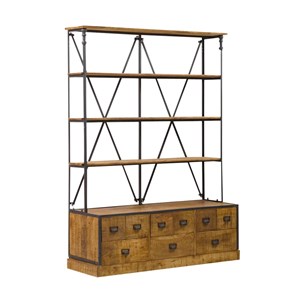 Bibliothèque en métal et bois massif