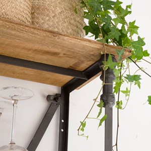 Bibliothèque en métal et bois massif