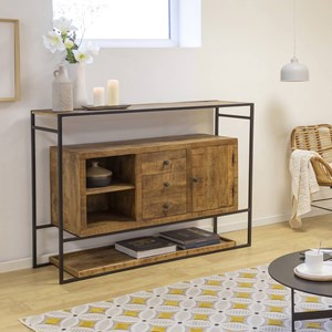 Buffet en métal et bois de manguier