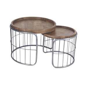 Table basse gigogne en métal gris