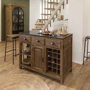 Ilot central en bois et marbre