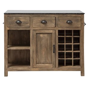 Ilot central en bois et marbre