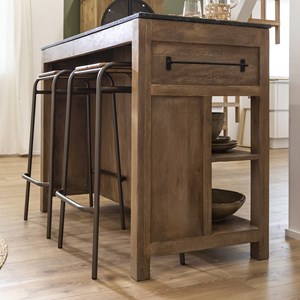 Ilot central en bois et marbre