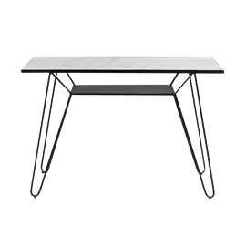 Console pieds compas en marbre et métal