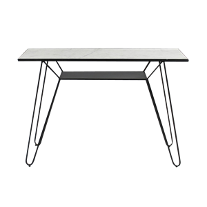 Console pieds compas en marbre et métal