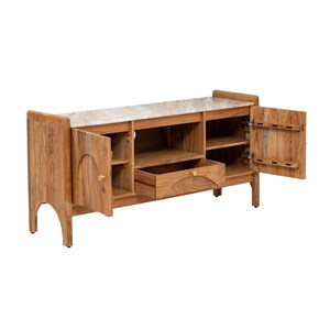 Meuble tv en marbre et bois d'acacia