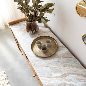 Meuble tv en marbre et bois d'acacia