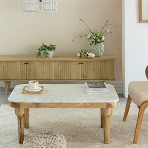 Table basse en marbre et en bois