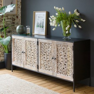 Buffet enfilade en manguier blanchi