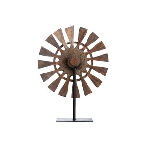 Sculpture façon roue en bois et métal