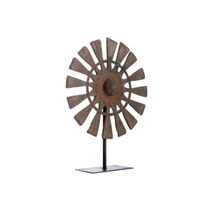 Sculpture façon roue en bois et métal