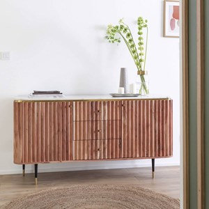 Buffet en bois d'acacia et marbre blanc