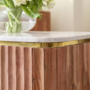 Meuble tv en bois d'acacia et marbre