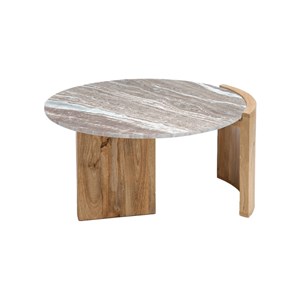 Table basse en bois et marbre