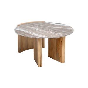 Table basse en bois et marbre
