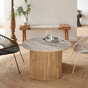 Table basse en bois et marbre