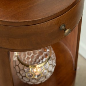 Table de chevet ronde en bois de manguier oana