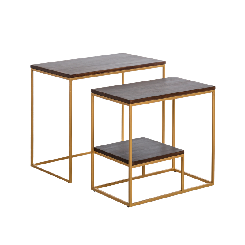 Set de deux consoles en bois et métal