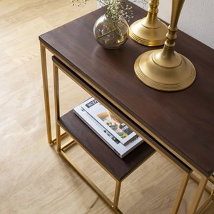 Set de deux consoles en bois et métal