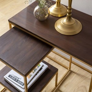 Set de deux consoles en bois et métal